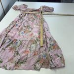 By the‎ River Dress Womens Large Pink Floral Puff Sleeve Tiered Midi Summer Boho Photo 7