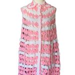 Handmade Vintage Crochet Cape Size Small Pink White Photo 0