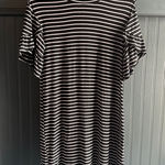 Luxology  Black and White Striped short Flutter Sleeve Dress Photo 0