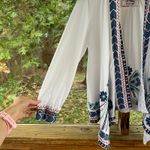 Johnny Was Women's White And Blue Embroidered Open Waterfall Jacket Size S Photo 2