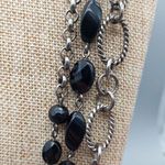 Silver Tone & Black Bead Twisted Multi Chain Statement Necklace Layer Adjustable Photo 5
