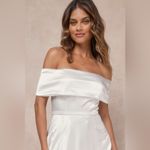 Lulus LULU’S Greatest Hits White Satin Off The Shoulder Maxi Dress Photo 2