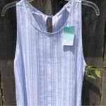 Sigrid Olsen  long white and blue striped linen maxi dress w/pockets M Photo 1