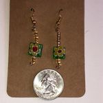 Colorful Floral Millefiori Boho Earrings Red Photo 2