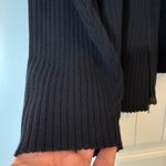 Denim & Co  Women Black Ribbed Knitted Long Sleeve Zipper Hooded Sweater Jacket Photo 5