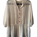 Matilda Jane Matilda‎ Jane Cream Swiss Dot Light the Way Tunic Sheer Button up Size Medium Photo 0