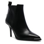 Acne Jemma Chelsea Women's Pointed Toe Leather Boots In Black Size 37 Photo 0