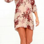 Lulus  Shifting‎ Dears Floral Shift Dress Cut Out Sleeve Beige Cream Mini Large Photo 0