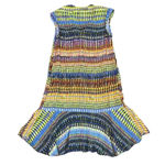 Saloni Colorful Stripe Shift Dress Ruffle Lace Bold Sleeveless Size 4 Women's Blue Photo 4