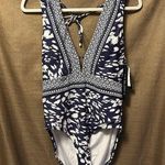 La Blanca NWT  Women's Plunge One Piece Swimsuit Navy Size 12 Photo 0