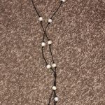 Real Leather And Pearl Drop Necklace Photo 1