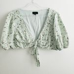 Majorelle Floral Green V-Neckline Tie Crop Top Photo 1