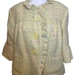 Trenz Petite Pastel Yellow Tweed Ruffle Blazer 3/4 Bell Sleeve PXL Spring Easter Size undefined Photo 2