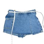 ZARA Women's Denim Wrap mini Skort Cargo Shorts Sz L Kidcore classic Photo 3