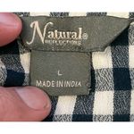 Natural Reflections Size Large Blue Check Gingham Sleeveless Button Front Blouse Photo 3