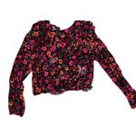 Wild Fable  Women's Dark Floral Print Long Sleeve Ruffle Blouse - XS - NWT Photo 0