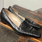 Talbots Vintage Croc Embossed BlackLeather loafers Minimalist Size 7 Photo 2