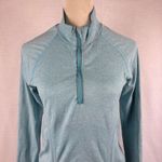 Athleta  Teal Long Sleeve Half Zip Running Top‎ Thumbholes Athletic Womens Medium Photo 2