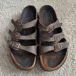 Birkenstock  Triple Strap Brown Leather Sandals Women's Size 8 - 8.5 Med / Narrow Photo 0