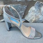 Betsey Johnson Betsy Johnson BELLA silver glitter sequin block strappy heels size 7.5 Photo 8