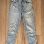 Abercrombie & Fitch Ripped Light Wash Mom Jeans Photo 0