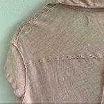 Free People We the Free  The Posh Tee Pink Collar Linen Blend V Neck Top XS Photo 9