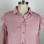 Anthropologie Cloth & Stone Pink Chambray Ruffle Top Photo 2