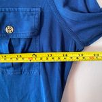 Antonio Melani Blue Button Down Shirt 100% Silk Minimalist Women's size Medium Photo 6