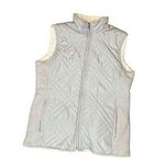 IZOD Puffer Vest Reversible Zip Up Fleece Lightweight Grayish White Vest Sz S Photo 0