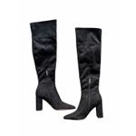 Nine West  Knee High Black Dress Boots Size 8 Pointed Toe Block Heel Side Zip Photo 2