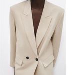 ZARA  Oversized Cream Double Breasted Blazer Jacket Small Photo 4