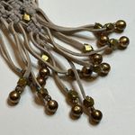 Noonday Long Gray Pendant Fringe Boho Leather Dream Catcher Woven Indian Aztec Photo 3