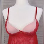 Daisy Fuentes Push Up Babydoll Lace Lingerie Top Red/Pink-Medium Photo 1