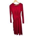 Peruvian Connection  celeste jersey midi dress‎ Long Sleeve Tie Waist size Medium Photo 1