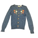 Cottagecore Flower Embroidered Blue Sweater size small Vintage Photo 0