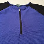 Ralph Lauren Lauren  Womens‎ SZ 2X Blue Black Quarter Zip Waffle Knit Stretch Top Photo 3