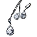 New Sterling Silver Pear Drop Earrings & Matching Necklace Jewelry Designer Set Silver Photo 6