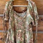 Agua Bendita x Target Dress Women’s Green Floral Smocked Short Sleeve Mini Photo 3