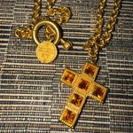 Mish Tworkowski N.Y.‎ Vintage Necklace MISH NY Cross Pendant Long RARE! Gold Photo 2