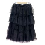 Arula Black Tiered Mesh Lace Midi Skirt Polka Dot Tulle A Photo 1