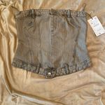 ZARA NWT  Denim Strapless Corset Top Size Medium Photo 2