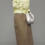 Anthropologie By Ruffle Sweater Crochet Long Sleeve Size small nwt green whimsy Photo 4