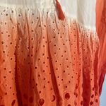 Velzera NEW Orange Ombré Eyelet Babydoll Dress Beach Coverup Long Sleeve Mini Photo 2