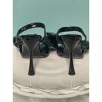 Black Patent‎ Leather Size 6.5 Slingback Heels Open Toe Bow Classy S Photo 3