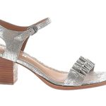 Trask Silver Metallic Sandals Heels Bead Detail Ankle Strap Size 9.5 NWOB NEW Photo 0