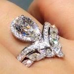 2Ct Lab Created Marquise Cut CZ Diamond Women Wedding Ring 14k White Gold Plated Silver Photo 3