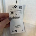 ZARA NWT cotton white collared tie front blouse coverup M Photo 3