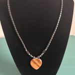 New Hand Crafted Heart Shaped Tiger’s Eye and Hematite Bead Necklace Brown Photo 6
