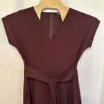 EXPRESS  Medium Jumpsuit Full Length Burgundy Short Sleeve‎ Pockets Bow Tie Front Photo 1