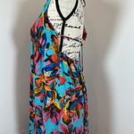 En Creme Women's Maxi Dress Halter Neck Tropical Floral Tie Back Bohemian Blue Photo 4